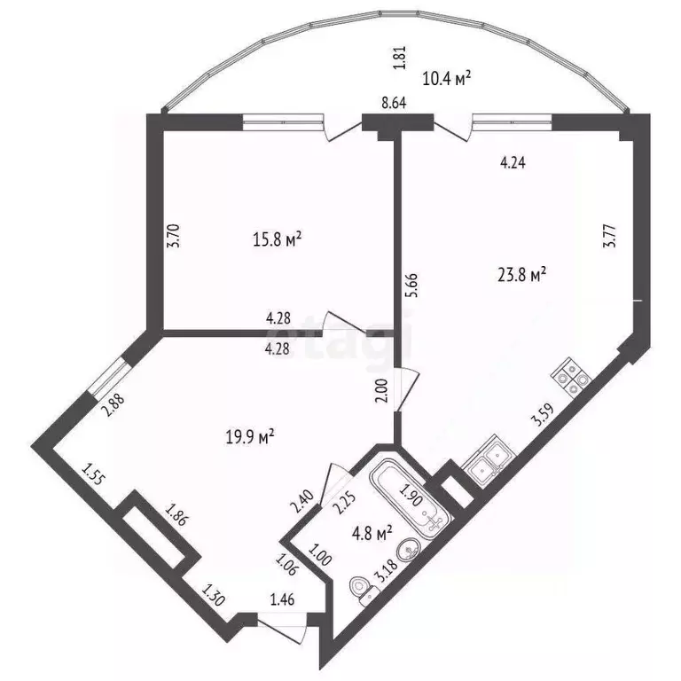 2-к кв. Краснодарский край, Геленджик Крымская ул., 22к4 (64.3 м) - Фото 1