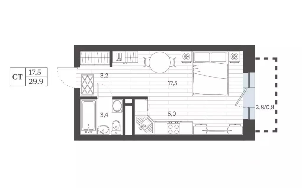 Студия Дагестан, Дербент ул. Сальмана (29.93 м) - Фото 1