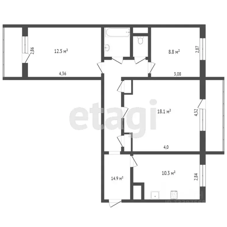 3-к кв. Тверская область, Тверь ул. Веселова, 25 (70.8 м) - Фото 2