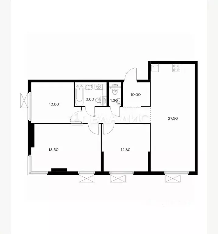 4-к кв. Москва Открытое ш., 18Ак4 (84.3 м) - Фото 2