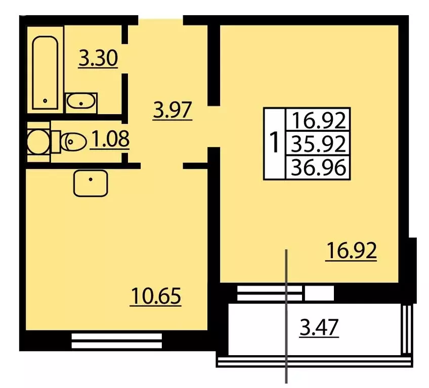 1-комнатная квартира: Санкт-Петербург, Дунайский проспект, 14к1 (35 м) - Фото 2