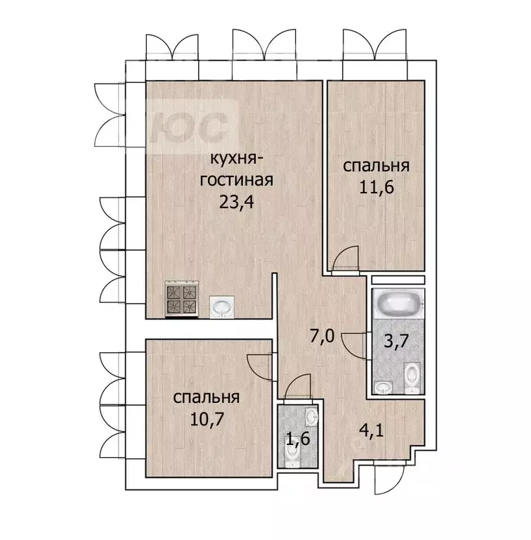 3-к кв. Башкортостан, Уфа ул. Минигали Губайдуллина, 20 (62.1 м) - Фото 1