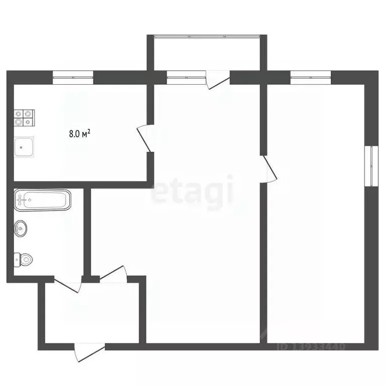 2-к кв. Тюменская область, Тюмень Жигулевская ул., 3 (42.9 м) - Фото 2