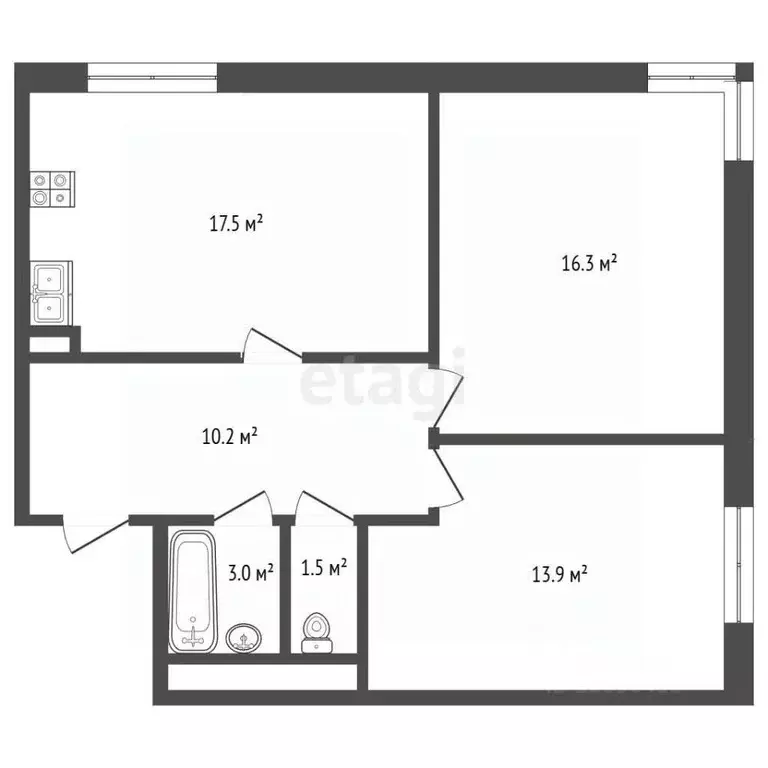 2-к кв. Московская область, Одинцово Молодежная ул., 1Б (40.0 м) - Фото 1