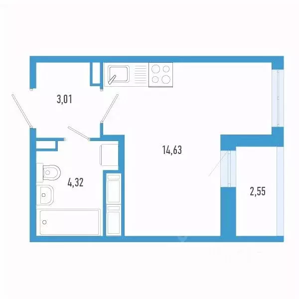 Студия Санкт-Петербург пос. Шушары,  (23.24 м) - Фото 0