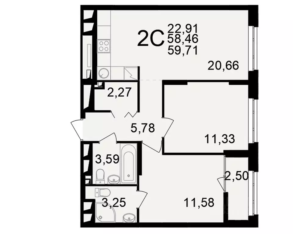 2-к кв. Рязанская область, Рязань ул. Чкалова (58.46 м) - Фото 1