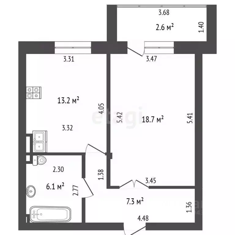 1-к кв. Нижегородская область, Саров Березовая ул., 6 (50.5 м) - Фото 2