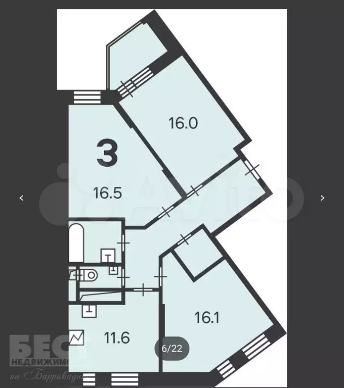 Аукцион: 3-к. квартира, 79,6 м, 5/6 эт. - Фото 1