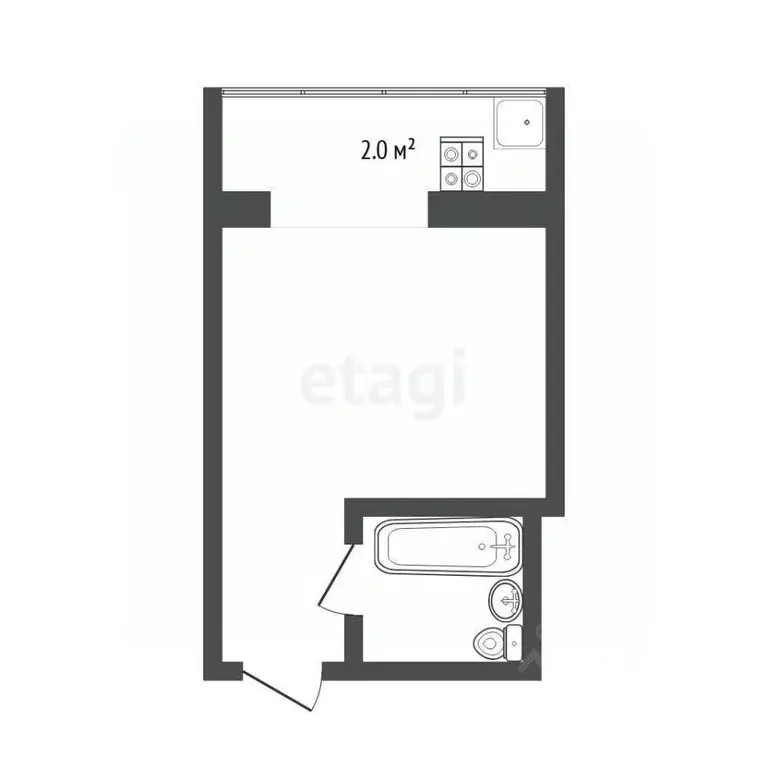 Студия Тюменская область, Тюмень ул. Седова, 64а (13.2 м) - Фото 2