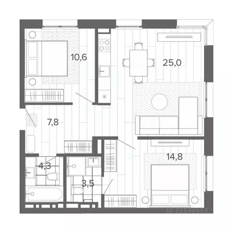 3-к кв. Алтайский край, Барнаул тракт Змеиногорский, 35Б (66.0 м) - Фото 0