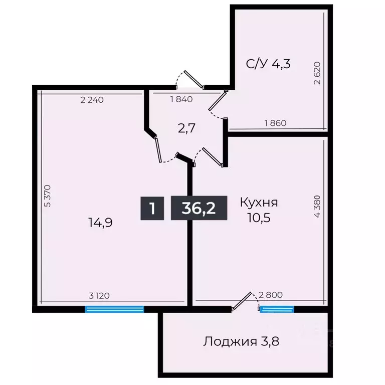 1-к кв. Ставропольский край, Ставрополь ул. Южный обход, 53Б (36.9 м) - Фото 1