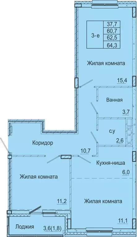 3-комнатная квартира: Пермь, Бисерский переулок, 5 (60.7 м) - Фото 1