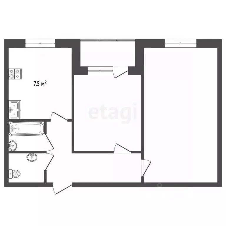 2-к кв. Ямало-Ненецкий АО, Новый Уренгой просп. Мира, 26к2 (48.9 м) - Фото 1