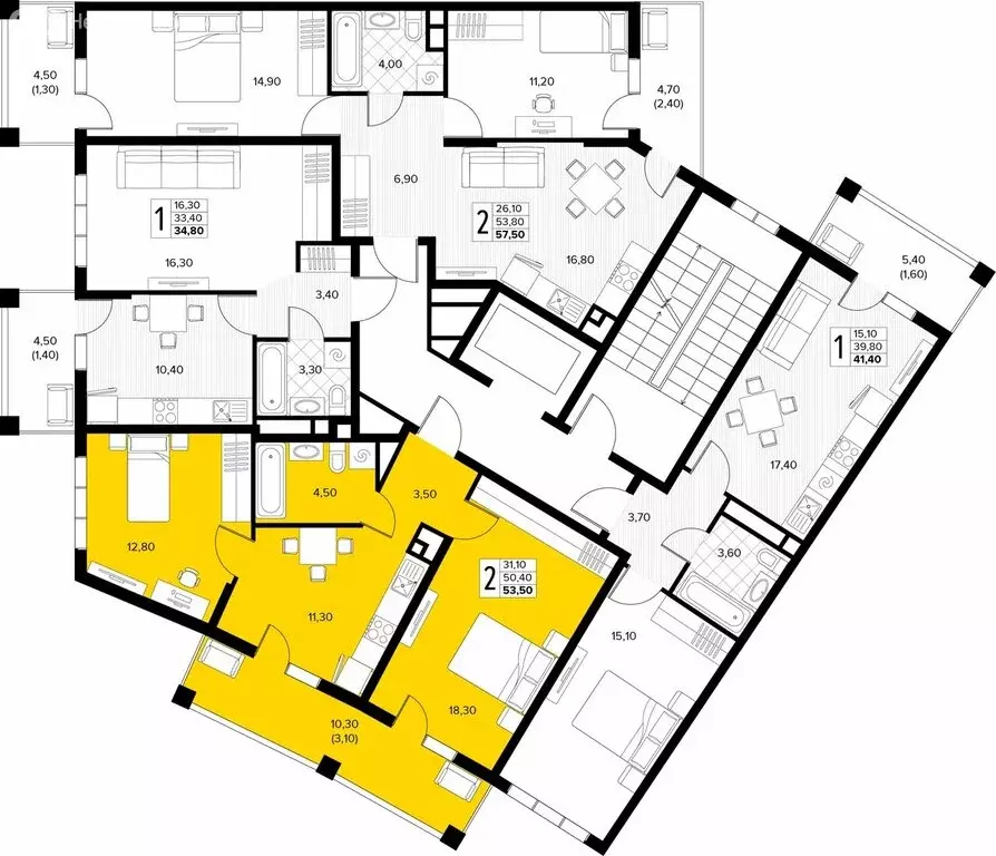 2-комнатная квартира: Сукко, жилой комплекс Кипарис (53.5 м) - Фото 2