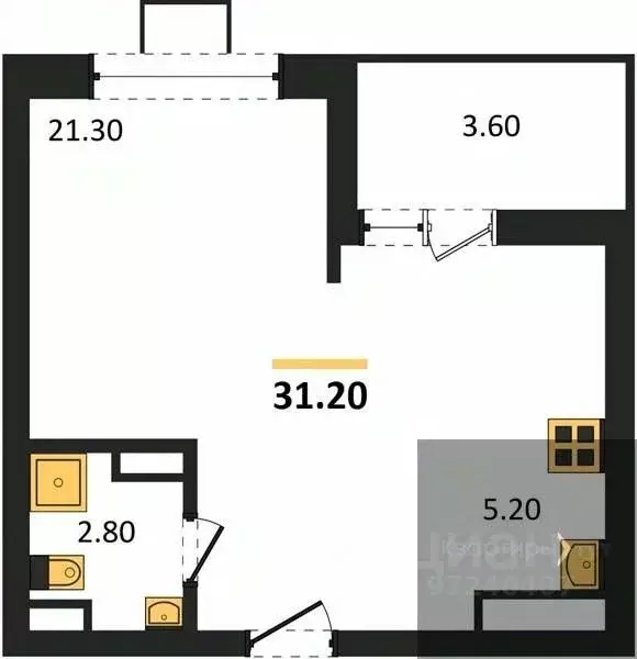 Студия Воронежская область, Воронеж ул. Остужева, 52/5 (31.2 м) - Фото 0