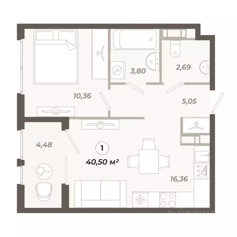 1-к кв. Санкт-Петербург ул. Коли Томчака, 21Д (40.5 м) - Фото 1