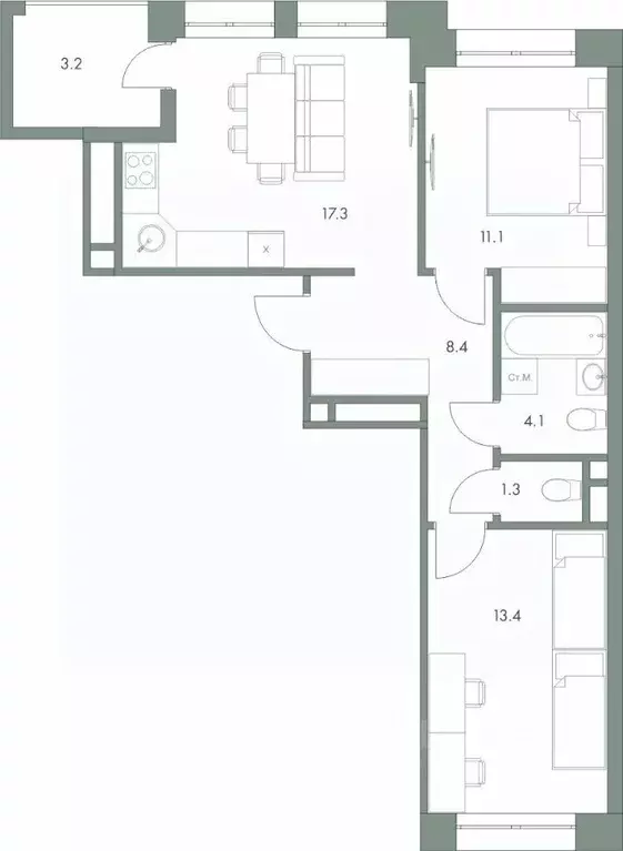 2-к кв. Ханты-Мансийский АО, Ханты-Мансийск Красноармейская ул., 45 ... - Фото 0