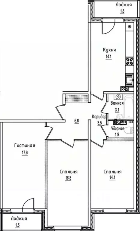 3-к кв. Новгородская область, Старая Русса ул. Чапаева, 2 (81.1 м) - Фото 1