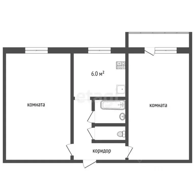 2-к кв. Кемеровская область, Юрга Московская ул., 3 (43.9 м) - Фото 0