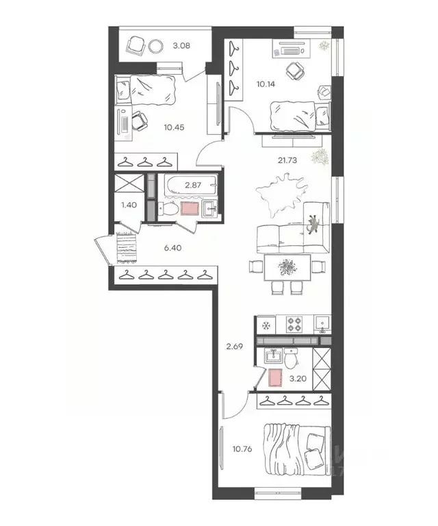 3-к кв. Ульяновская область, Ульяновск Новая Жизнь мкр, 15 (71.18 м) - Фото 0