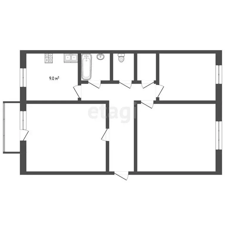 3-комнатная квартира: Минусинск, улица Тимирязева, 14 (64.8 м) - Фото 1