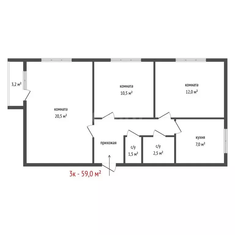 3-комнатная квартира: Екатеринбург, улица Степана Разина, 58 (59 м) - Фото 1