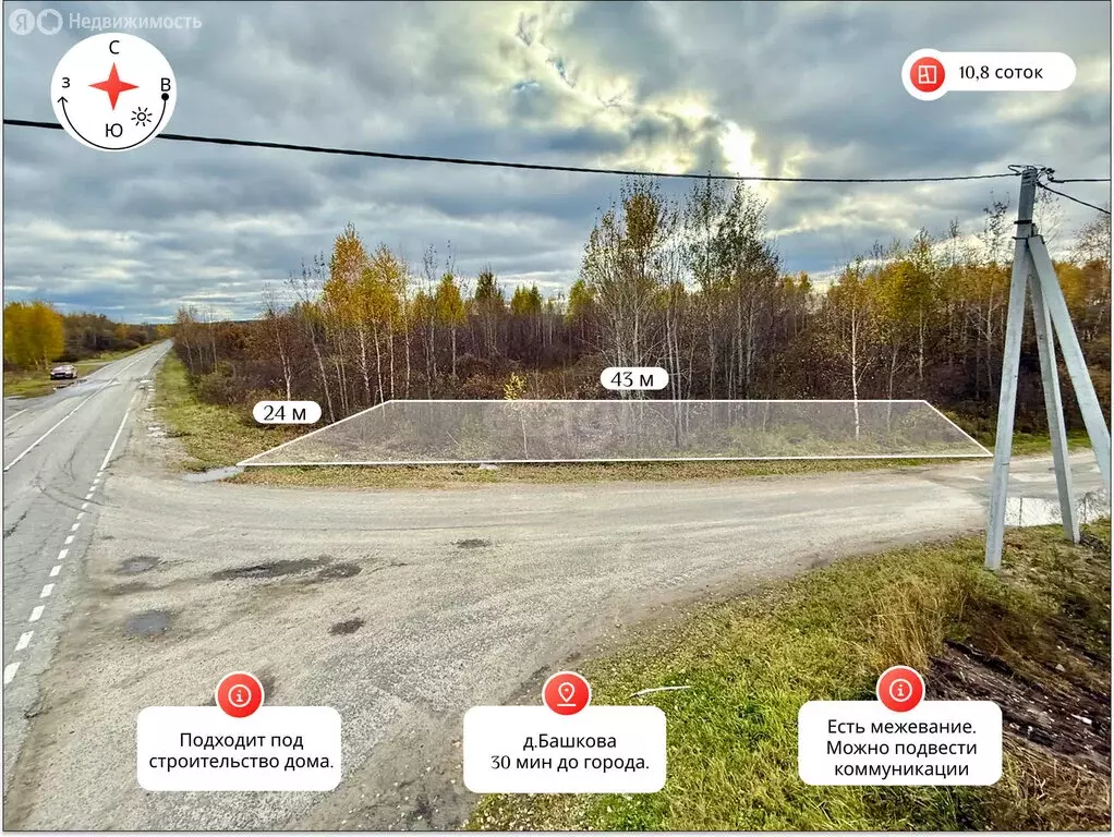 Участок в Тюменская область, Тобольский муниципальный округ, деревня ... - Фото 2