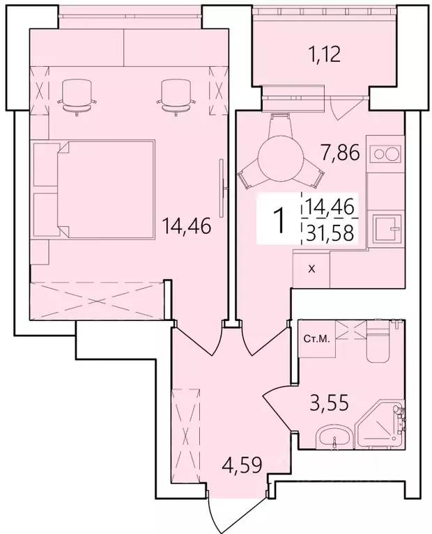 1-к кв. Башкортостан, Уфа Затон жилрайон, Волна жилой комплекс (31.58 ... - Фото 1