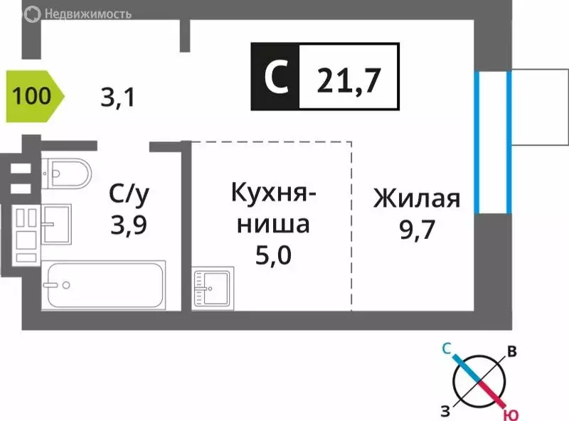 Квартира-студия: посёлок Светлые Горы, квартал Марьино-Знаменское, ... - Фото 0