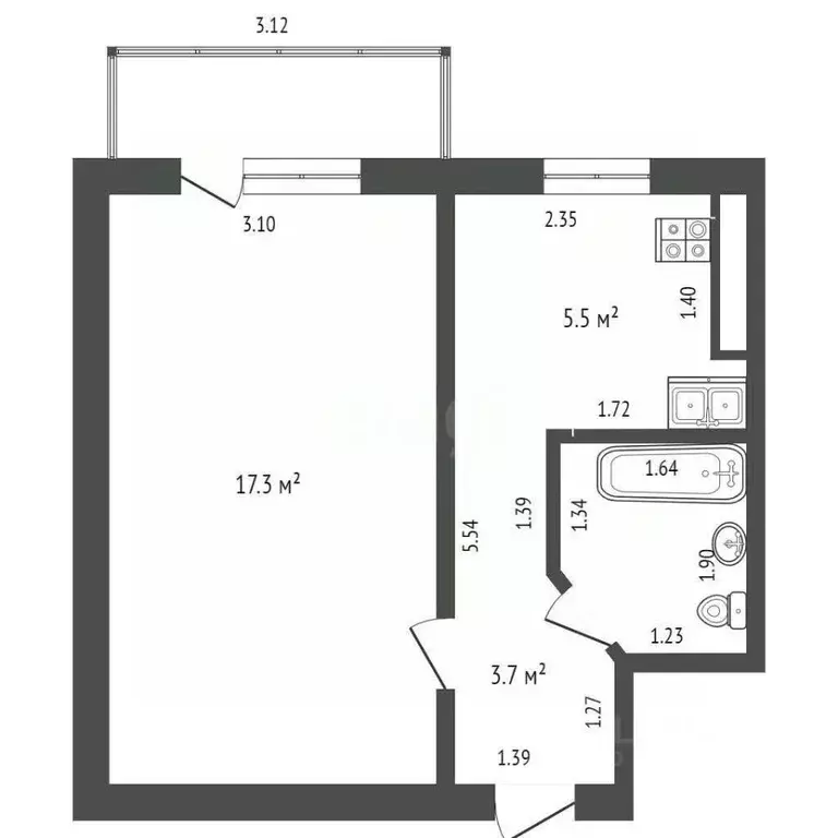 1-к кв. Севастополь ул. Федоровская, 41 (29.6 м) - Фото 0