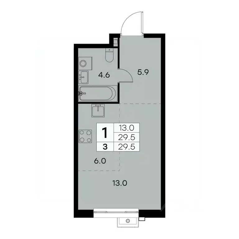 1-к кв. Москва Куркинское ш., 15С3 (29.5 м) - Фото 0