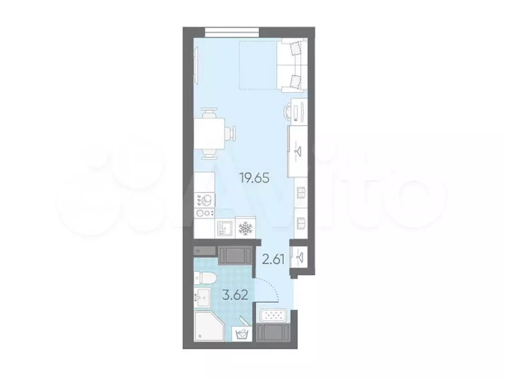 Квартира-студия, 25,9 м, 16/22 эт. - Фото 0