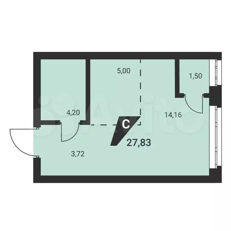 Квартира-студия, 27,8 м, 22/25 эт. - Фото 1