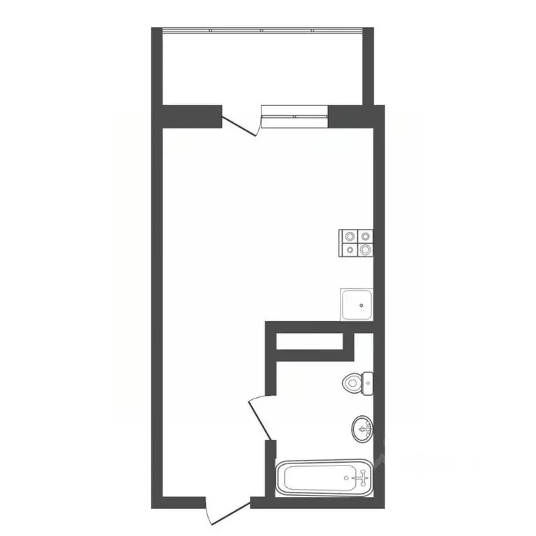 Студия Тюменская область, Тюмень Велижанская ул., 66к1 (21.1 м) - Фото 2