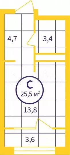 Квартира-студия, 23,7м, 1/24эт. - Фото 1