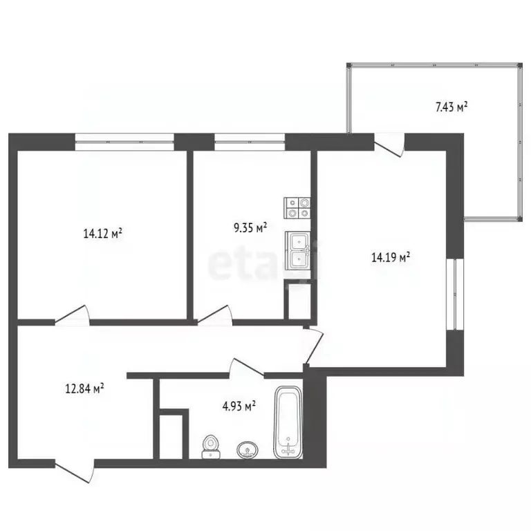 2-к кв. Крым, Ялта проезд Бакунинский, 13 (62.9 м) - Фото 2