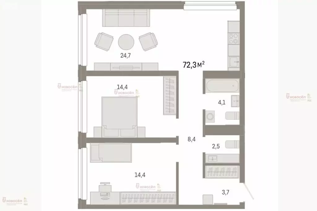 3-комнатная квартира: Екатеринбург, Мраморская улица, 13 (72 м) - Фото 0