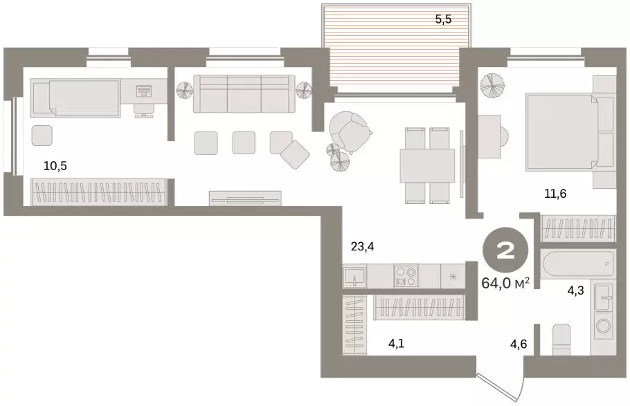 2-комнатная квартира: Екатеринбург, улица Советских Женщин (64 м) - Фото 2