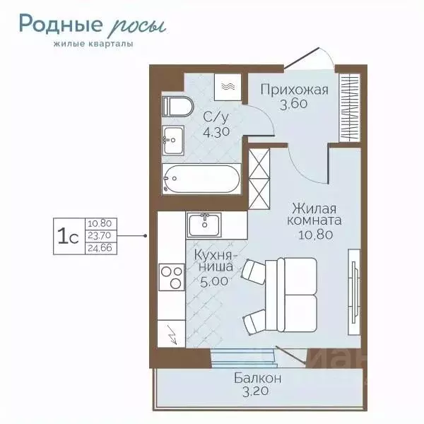 1-к кв. Пермский край, Пермский муниципальный округ, с. Фролы ул. ... - Фото 1