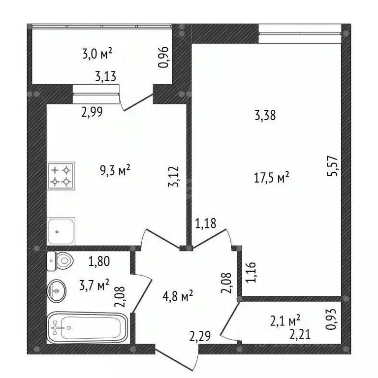 1-к кв. Башкортостан, Уфа ул. Менделеева, 145 (38.0 м) - Фото 2
