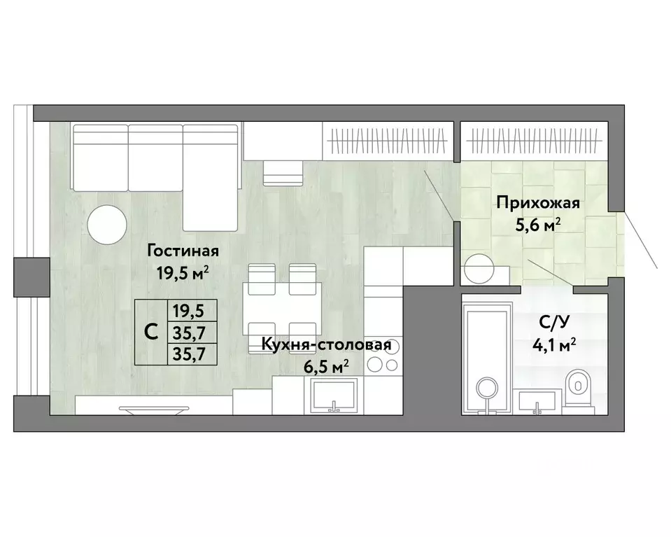1-к кв. Хабаровский край, Хабаровск Грин 2 жилой комплекс (35.7 м) - Фото 0