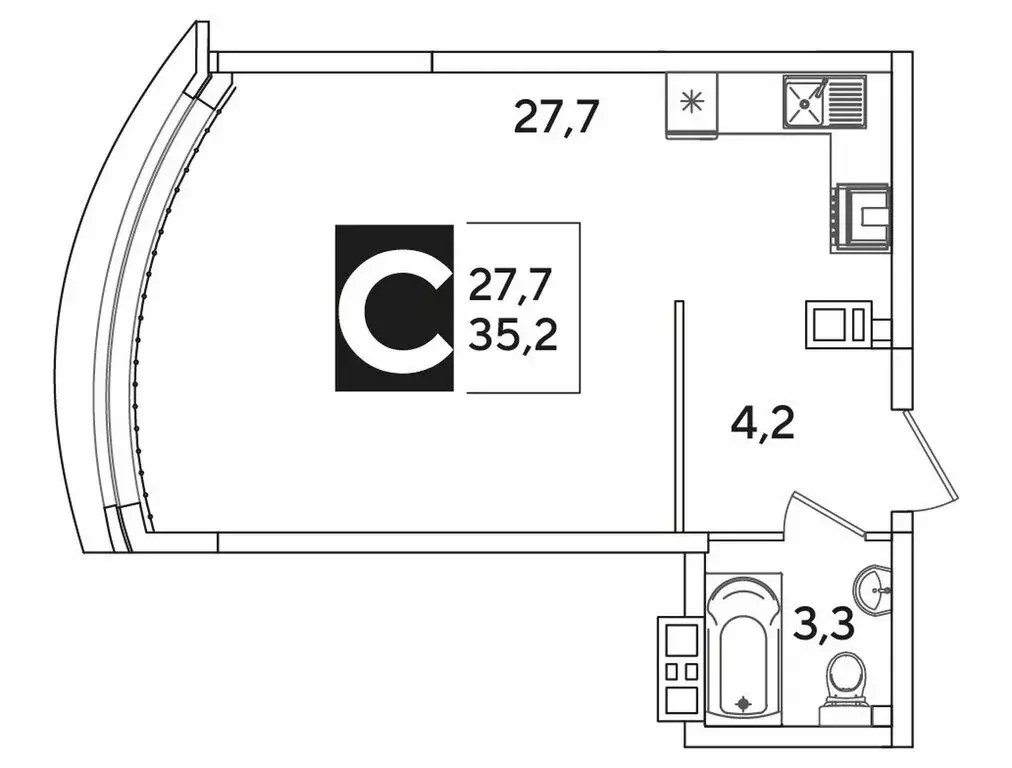 Квартира-студия: Краснодар, улица Ивана Беличенко, 92к4 (35.2 м) - Фото 1