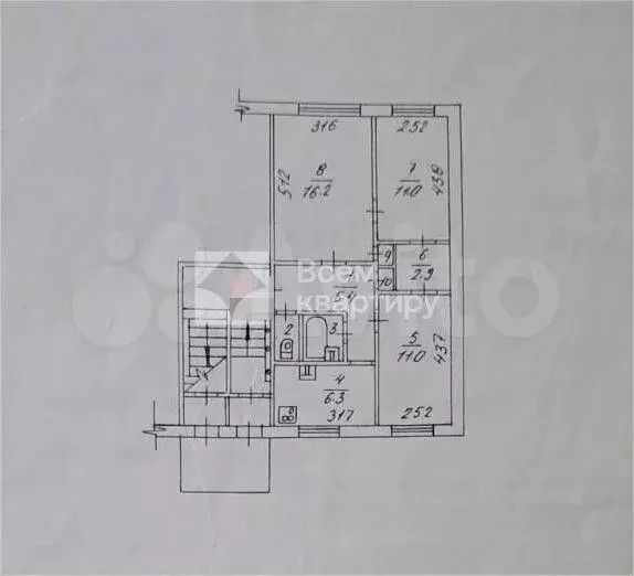 3-к. квартира, 58 м, 1/5 эт. - Фото 0