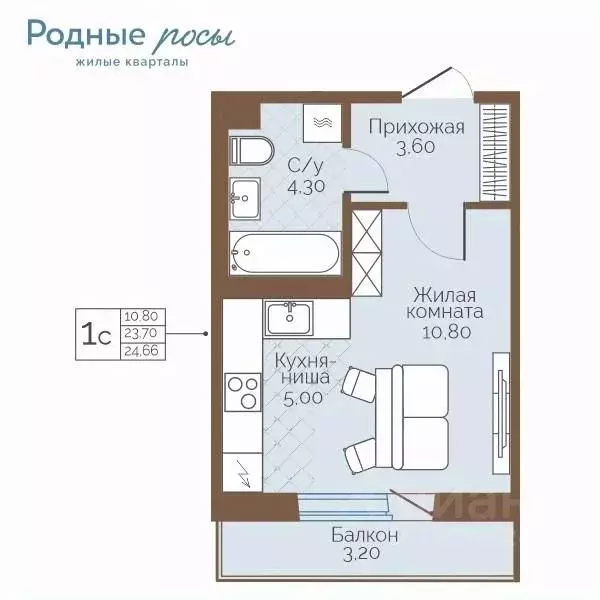 1-к кв. Пермский край, Пермский муниципальный округ, с. Фролы ул. ... - Фото 0