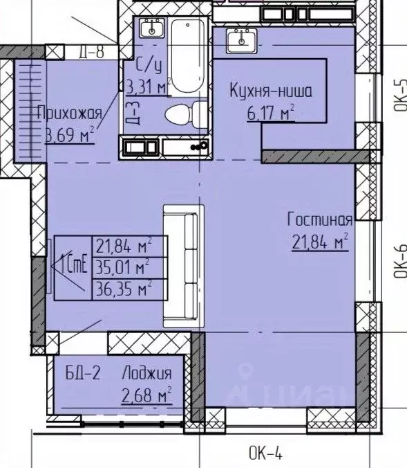 Студия Татарстан, Нижнекамск ул. Баки Урманче, 12 (36.35 м) - Фото 1