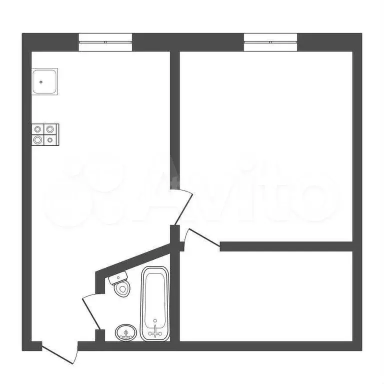 2-к. квартира, 37 м, 1/5 эт. - Фото 0