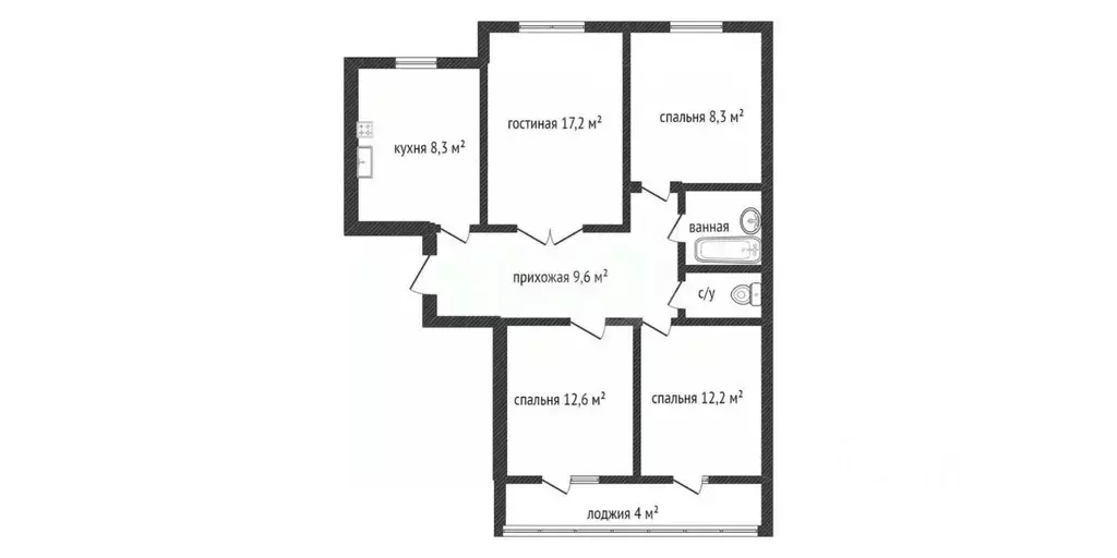 2-к кв. Смоленская область, Смоленск ул. Марии Октябрьской, 18 (76.0 ... - Фото 1