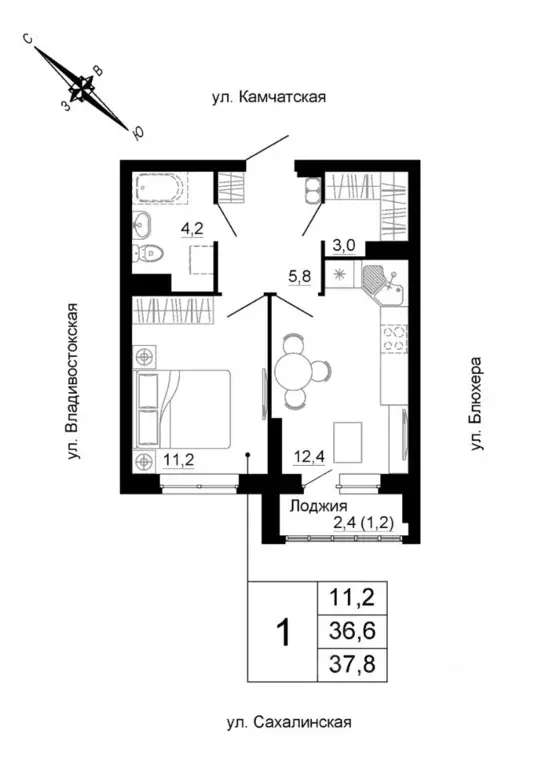 1-к кв. Свердловская область, Екатеринбург ул. Кронштадтская (37.8 м) - Фото 1