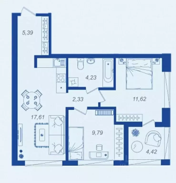 2-к кв. Брянская область, Брянск Новый Город жилой комплекс (53.18 м) - Фото 1