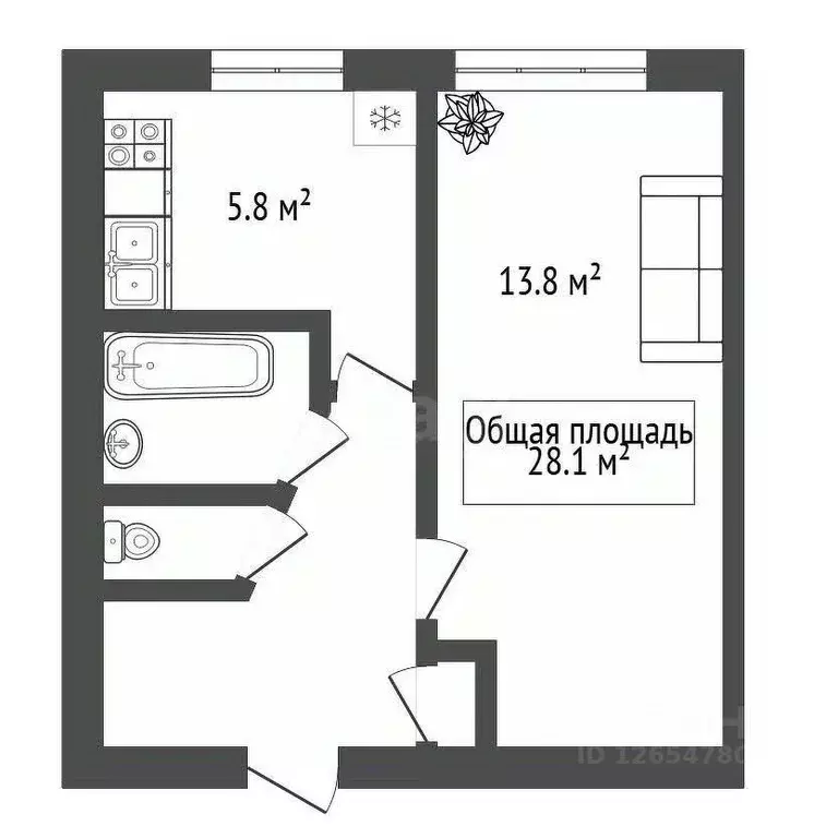 1-к кв. Новосибирская область, Новосибирск ул. Дуси Ковальчук, 396/1 ... - Фото 2